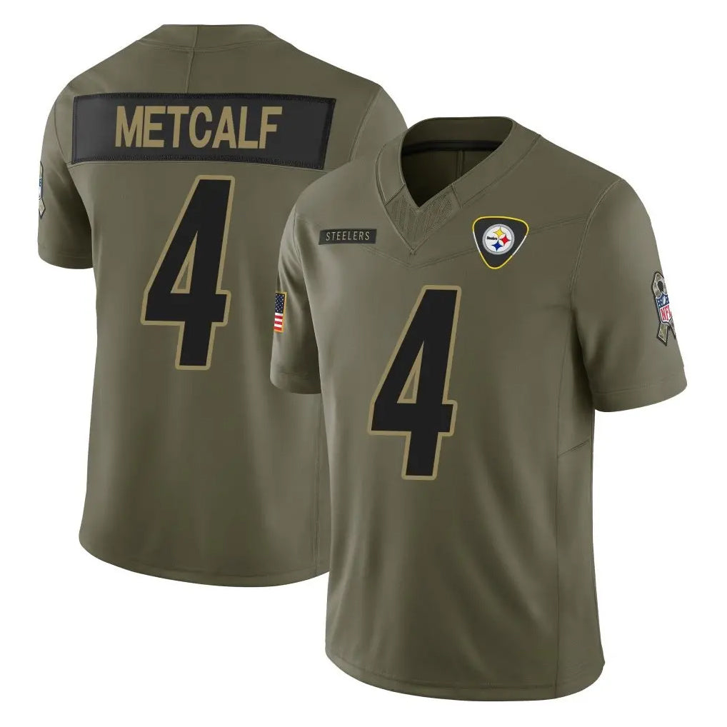 Elroe P.Steelers #4 DK Metcalf Player Olive 2025 Salute To Service Limited Home Game Stitched Jerseys