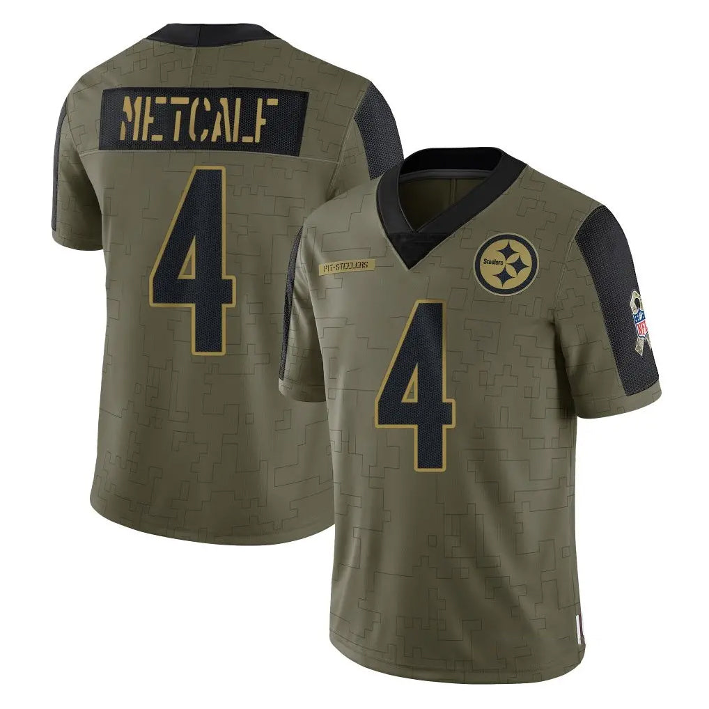 Elroe P.Steelers #4 DK Metcalf Player Olive Salute To Service Limited Game Stitched Jerseys