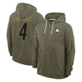 Elroe P.Steelers #4 DK Metcalf Player Olive Salute to Service Pullover Hoodies Limited Stitched Jerseys