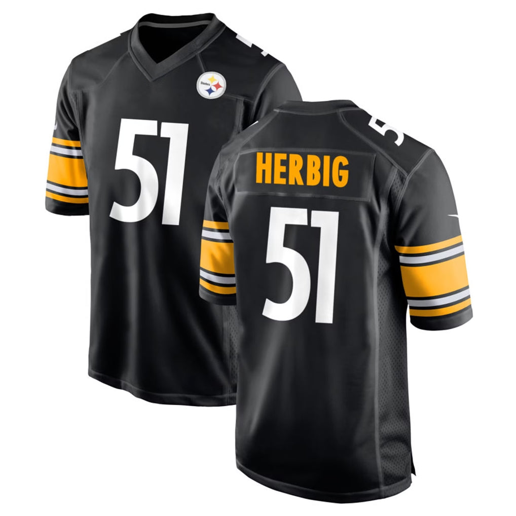 Elroe P.Steelers #51 Nick Herbig Player Black Home Game Stitched Jerseys