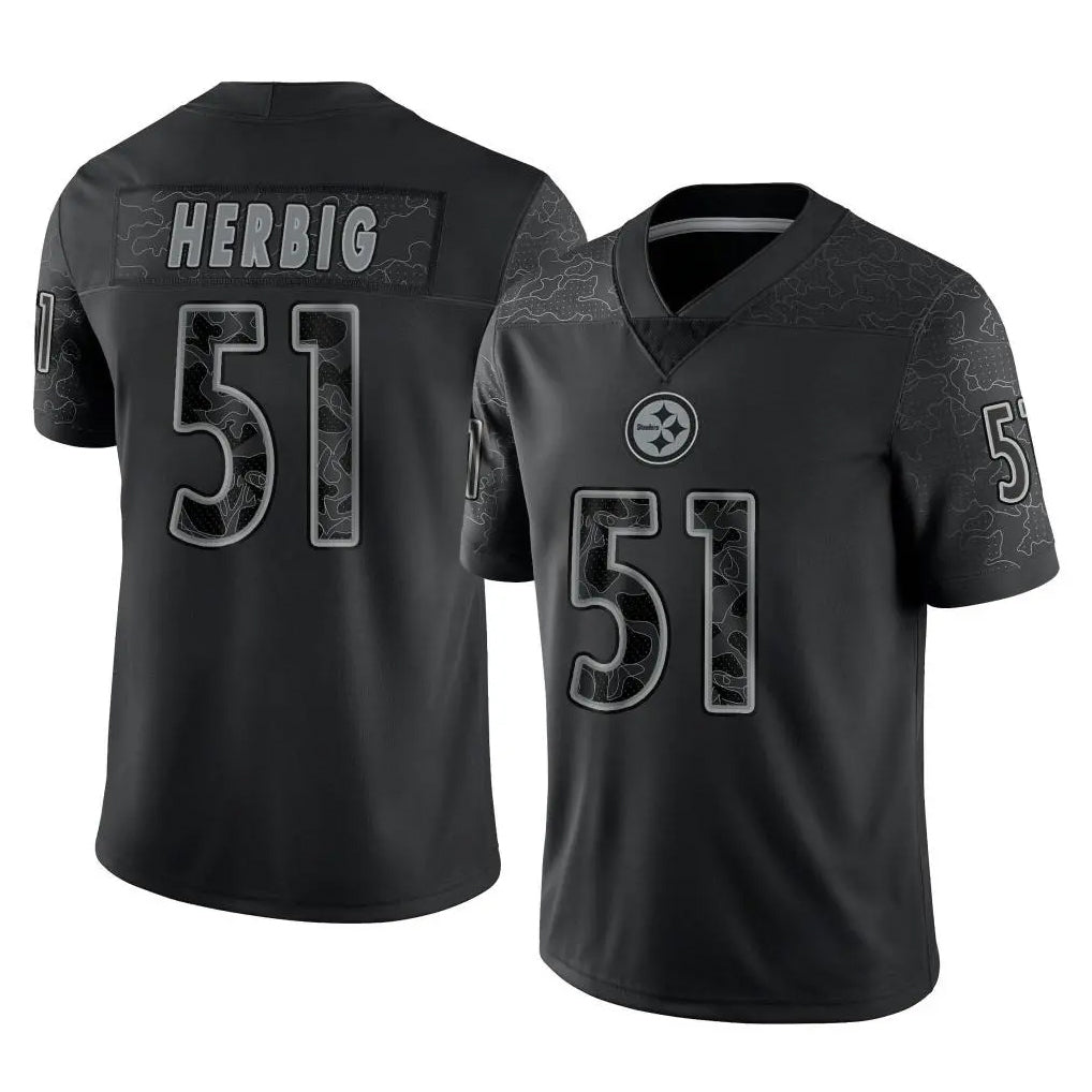 Elroe P.Steelers #51 Nick Herbig Player Black Reflective Limited Home Game Stitched Jerseys
