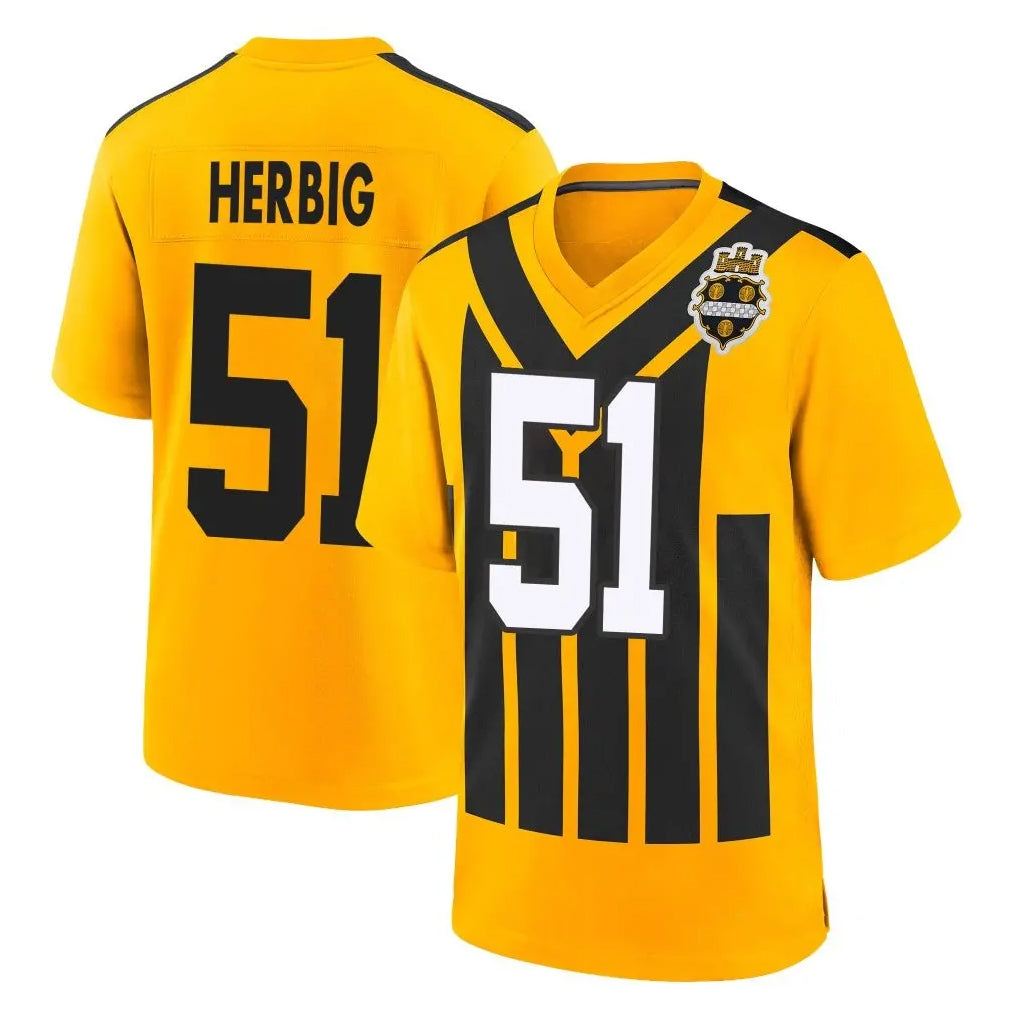 Elroe P.Steelers #51 Nick Herbig Player Gold Limited 1933 Throwback Home Game Stitched Jerseys