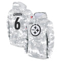 Elroe P.Steelers #6 Patrick Queen Player Arctic Camo Limited Salute to Service Pullover Hoodies Game Stitched Jerseys
