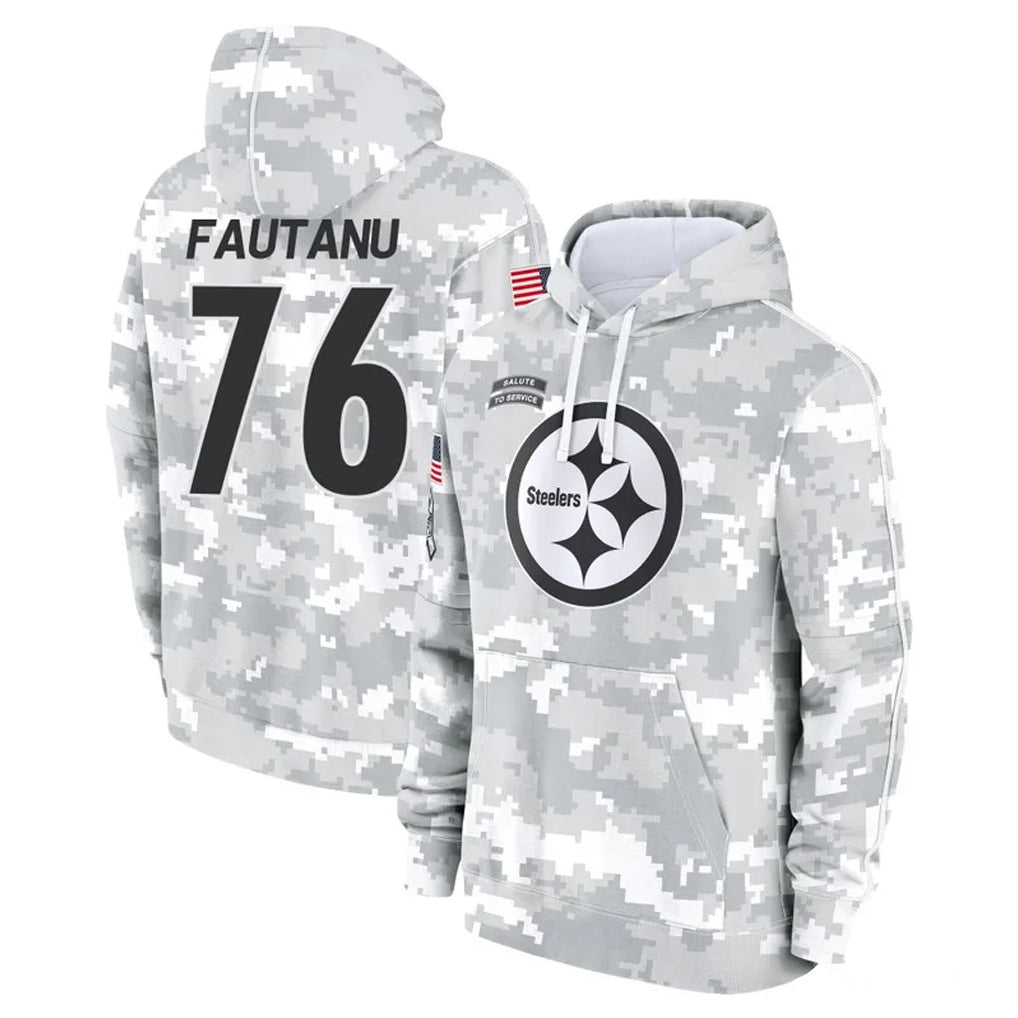 Elroe P.Steelers #76 Troy Fautanu Player Arctic Camo Limited Salute to Service Pullover Hoodies Game Stitched Jerseys