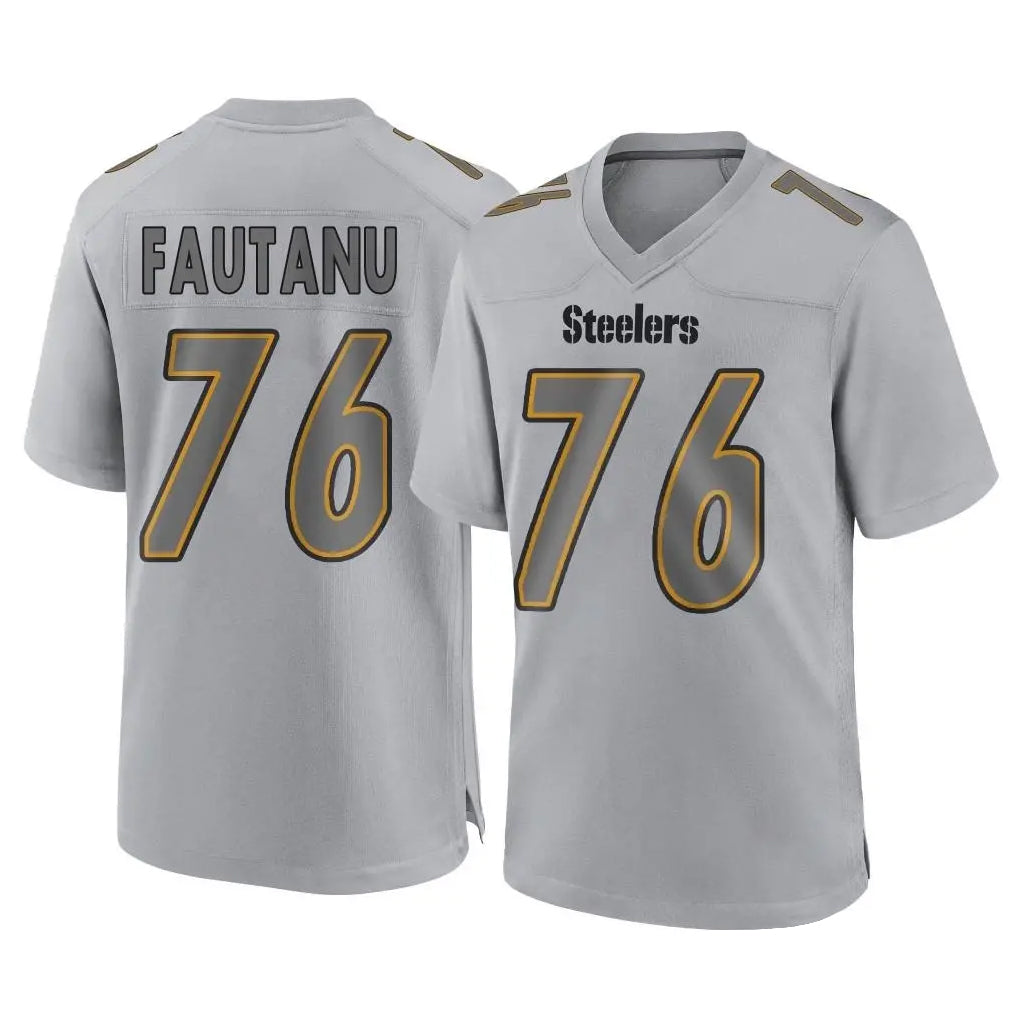 Elroe P.Steelers #76 Troy Fautanu Player Gray Atmosphere Fashion Home Game Stitched Jerseys