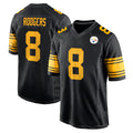 Elroe P.Steelers #8 Aaron Rodgers Player Black Color Rush Home Game Stitched Jerseys