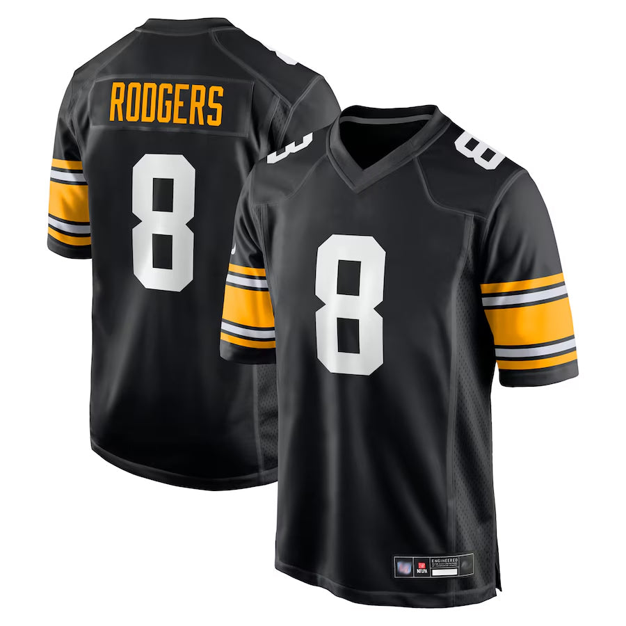 Elroe P.Steelers #8 Aaron Rodgers Player Black Home Limited Stitched Jerseys