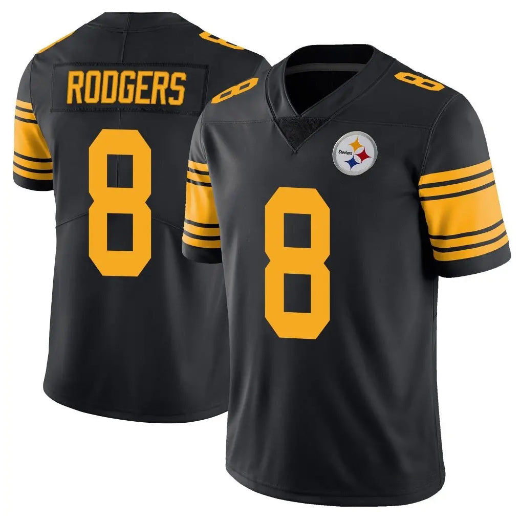 Elroe P.Steelers #8 Aaron Rodgers Player Black Limited Color Rush Home Game Stitched Jerseys