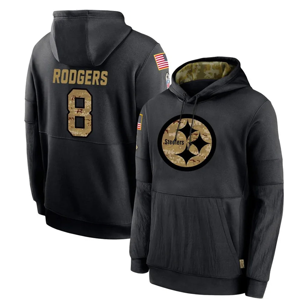 Elroe P.Steelers #8 Aaron Rodgers Player Black Salute to Service Hoodies Limited Game Stitched Jerseys