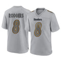 Elroe P.Steelers #8 Aaron Rodgers Player Gray Atmosphere Fashion Home Game Stitched Jerseys