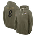 Elroe P.Steelers #8 Aaron Rodgers Player Olive Salute to Service Pullover Hoodies Limited Stitched Jerseys