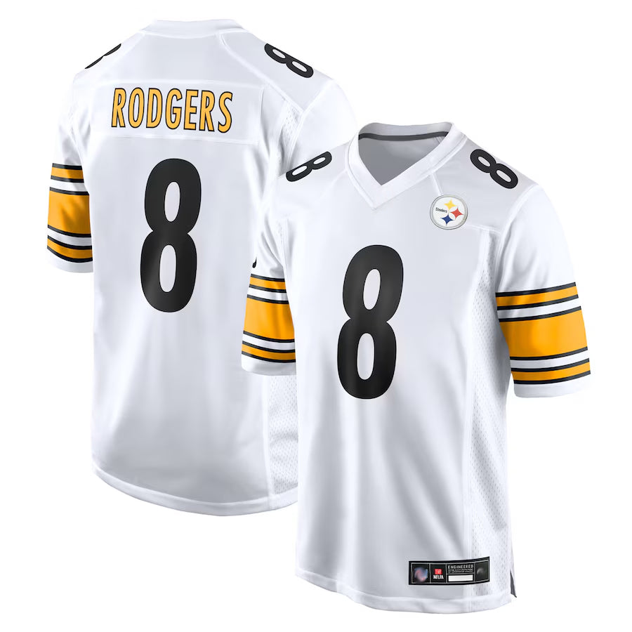 Elroe P.Steelers #8 Aaron Rodgers Player White Replica Game Stitched Jerseys
