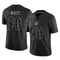 Elroe P.Steelers #90 T.J. Watt Player Black Reflective Limited Home Game Stitched Jerseys