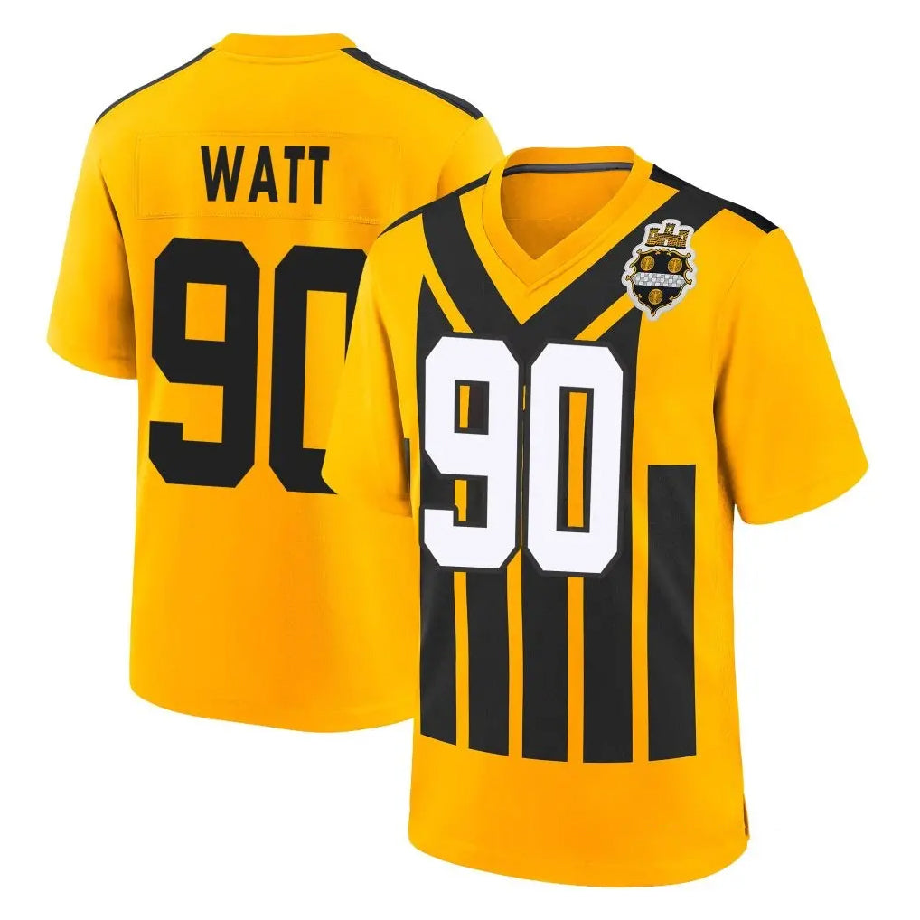 Elroe P.Steelers #90 T.J. Watt Player Gold Limited 1933 Throwback Home Game Stitched Jerseys