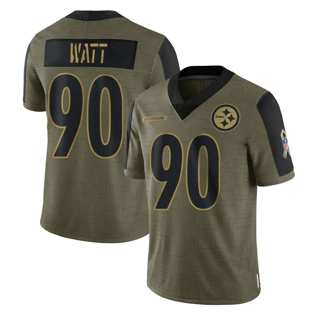 Elroe P.Steelers #90 T.J. Watt Player Olive Salute To Service Limited Game Stitched Jerseys