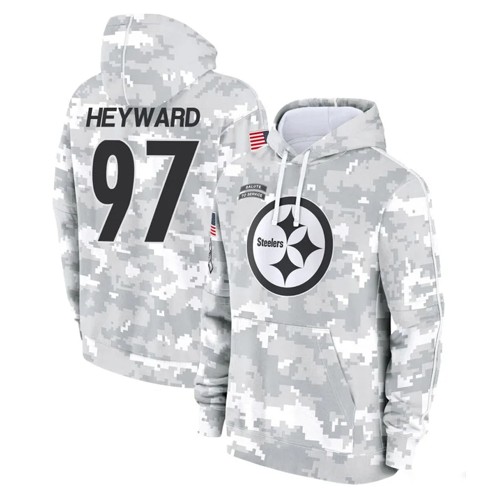 Elroe P.Steelers #97 Cameron Heyward Player Arctic Camo Limited Salute to Service Pullover Hoodies Game Stitched Jerseys