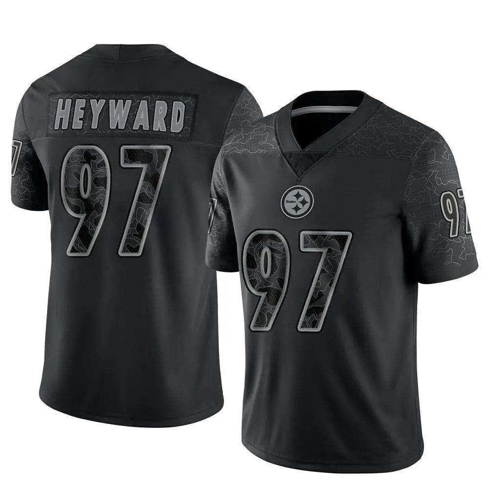 Elroe P.Steelers #97 Cameron Heyward Player Black Limited Reflective Stitched Jerseys