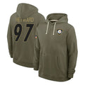 Elroe P.Steelers #97 Cameron Heyward Player Olive Salute to Service Pullover Hoodies Limited Stitched Jerseys