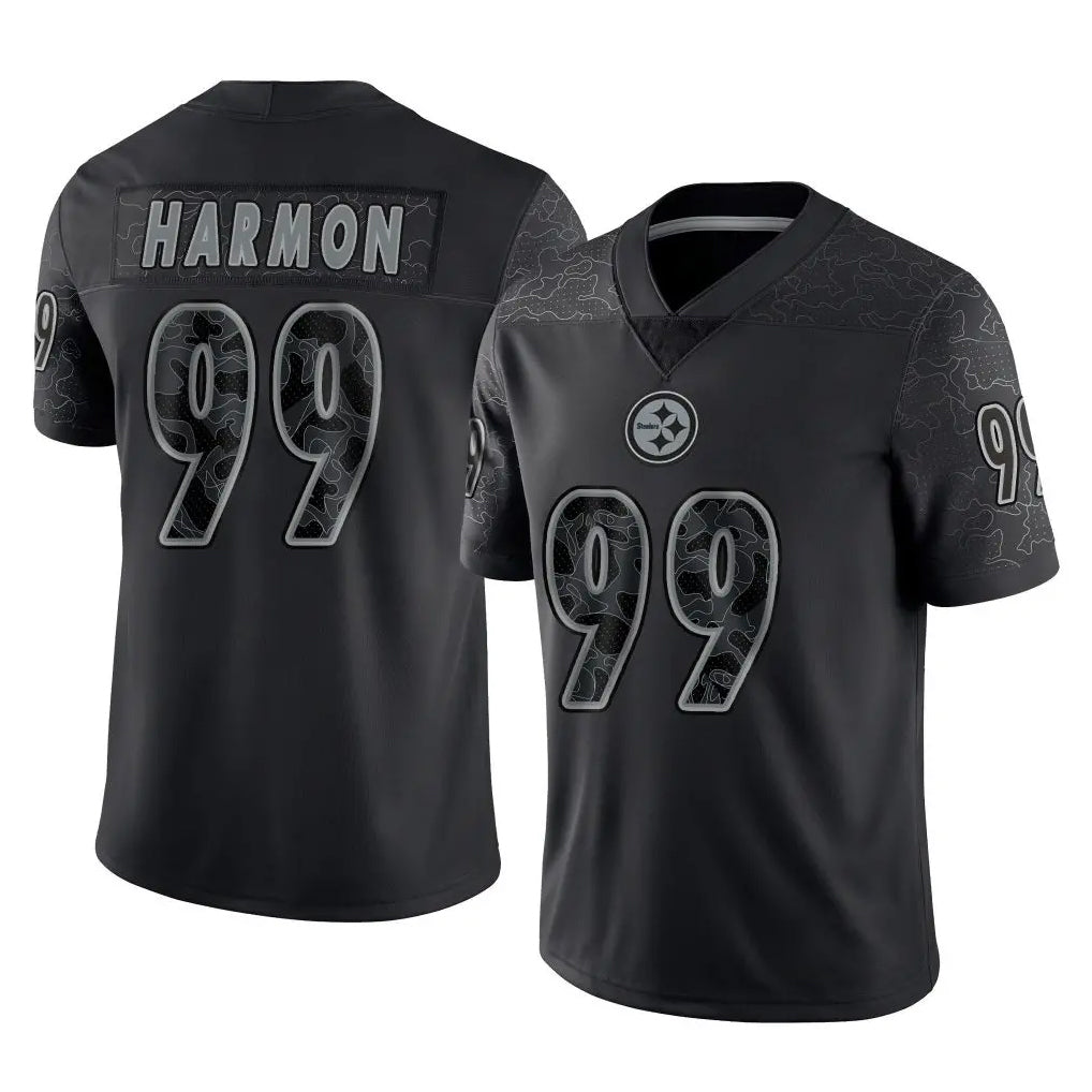 Elroe P.Steelers #99 Derrick Harmon Player Black Reflective Limited Home Game Stitched Jerseys