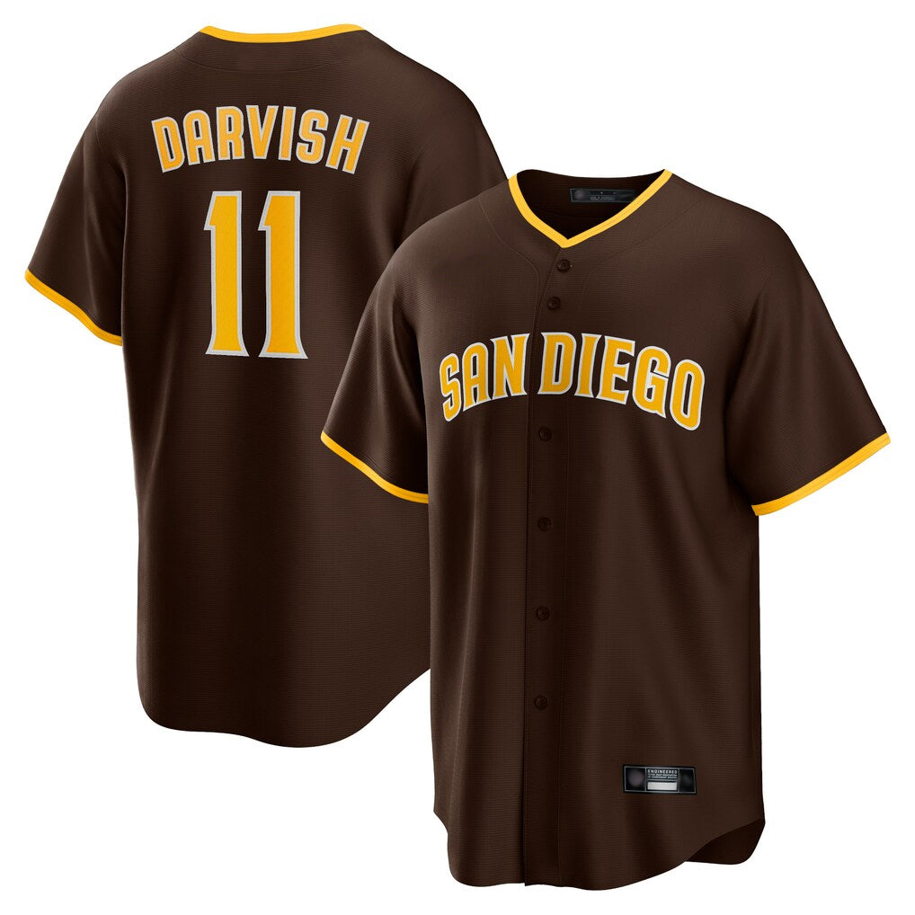 Elroe S.Diego Padres #11 Yu Darvish Player Brown Alternate Replica Game Stitched Jerseys