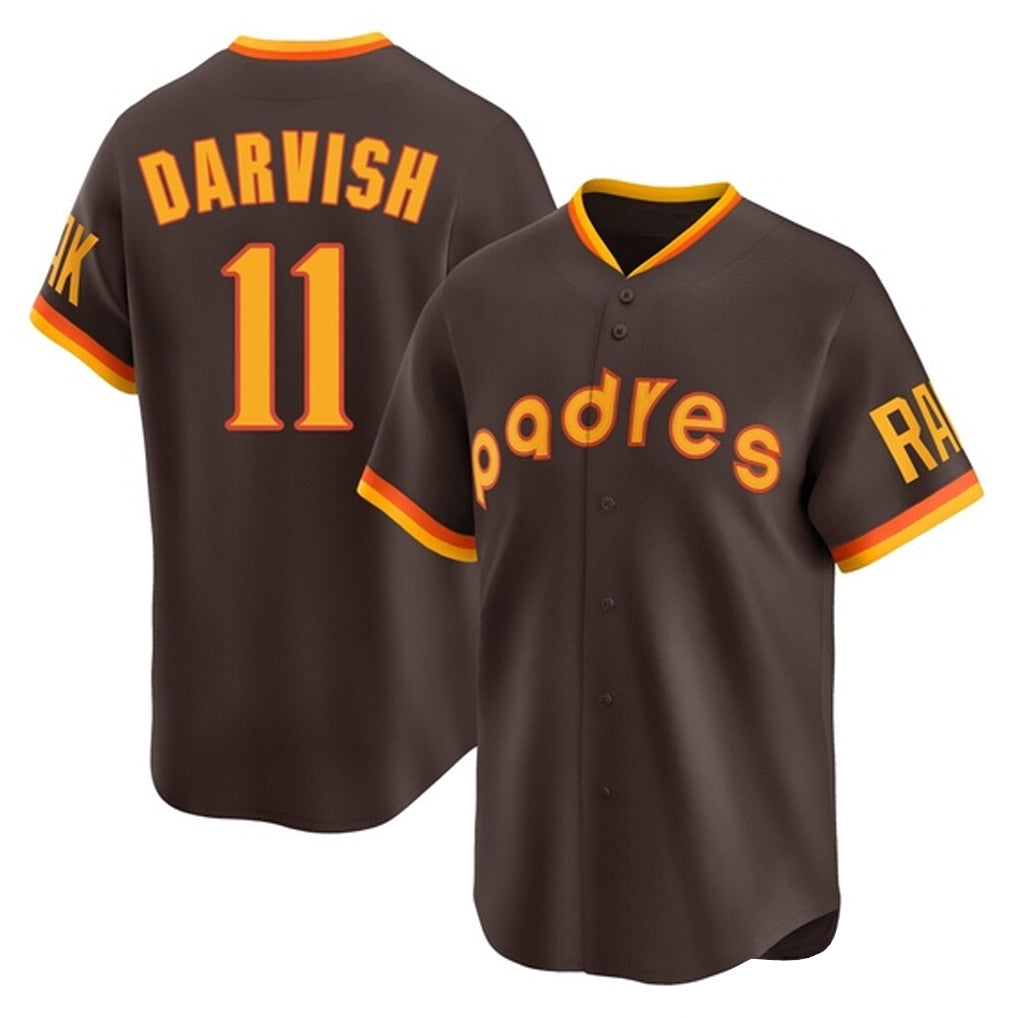 Elroe S.Diego Padres #11 Yu Darvish Player Brown Home Cooperstown Collection Replica Game Stitched Jerseys
