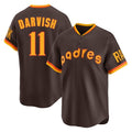 Elroe S.Diego Padres #11 Yu Darvish Player Brown Home Cooperstown Collection Replica Game Stitched Jerseys