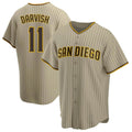 Elroe S.Diego Padres #11 Yu Darvish Player Khaki Home Game Stitched Jerseys