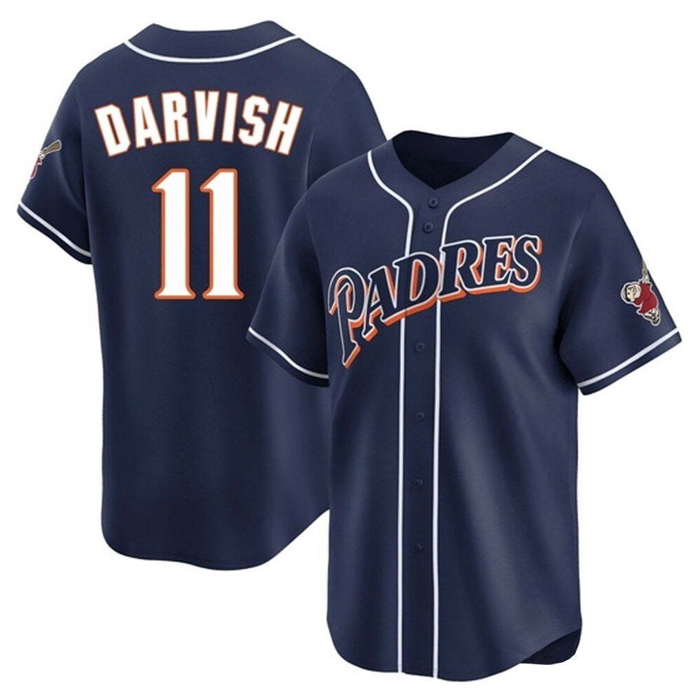 Elroe S.Diego Padres #11 Yu Darvish Player Navy Cooperstown Collection Limited Home Stitched Jerseys