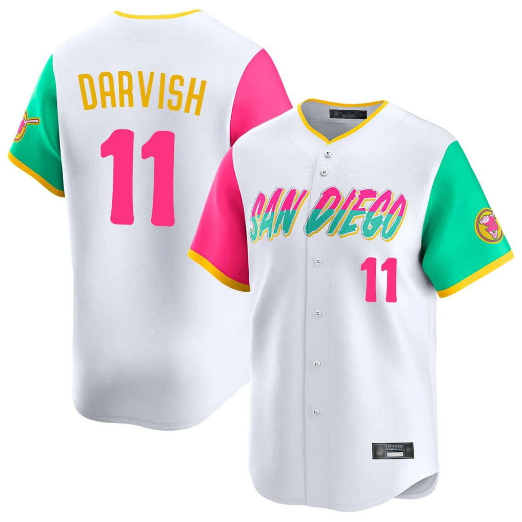 Elroe S.Diego Padres #11 Yu Darvish Player White City Connect Home Limited Stitched Jerseys