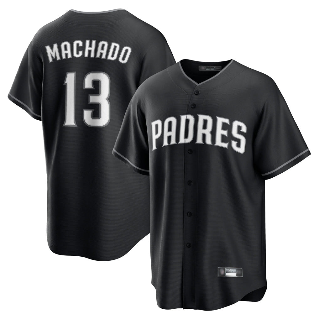 Elroe S.Diego Padres #13 Manny Machado Player Black Home Game Stitched Jerseys