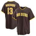 Elroe S.Diego Padres #13 Manny Machado Player Brown Alternate Replica Game Stitched Jerseys