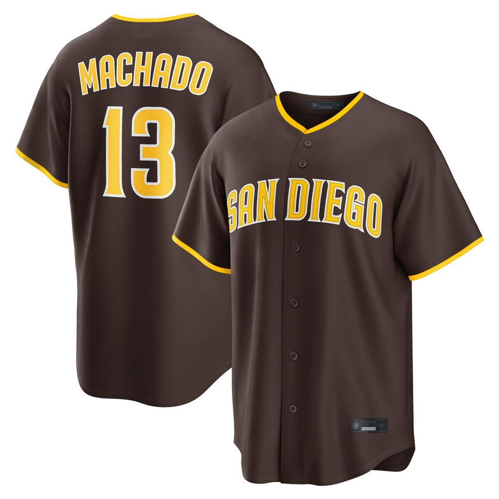 Elroe S.Diego Padres #13 Manny Machado Player Brown Alternate Replica Game Stitched Jerseys