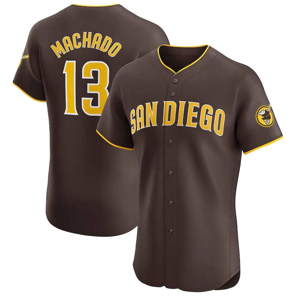 Elroe S.Diego Padres #13 Manny Machado Player Brown Home Limited Elite Stitched Jerseys