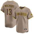Elroe S.Diego Padres #13 Manny Machado Player Khaki Home Limited Stitched Jerseys