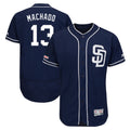 Elroe S.Diego Padres #13 Manny Machado Player Navy Majestic Patch Flex Base Game Stitched Jerseys