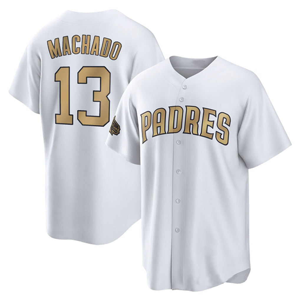 Elroe S.Diego Padres #13 Manny Machado Player White Replica All-Star Game Home Stitched Jerseys