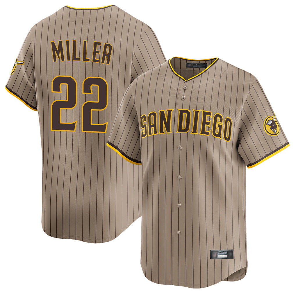 Elroe S.Diego Padres #22 Mason Miller Player Khaki Home Limited Stitched Jerseys