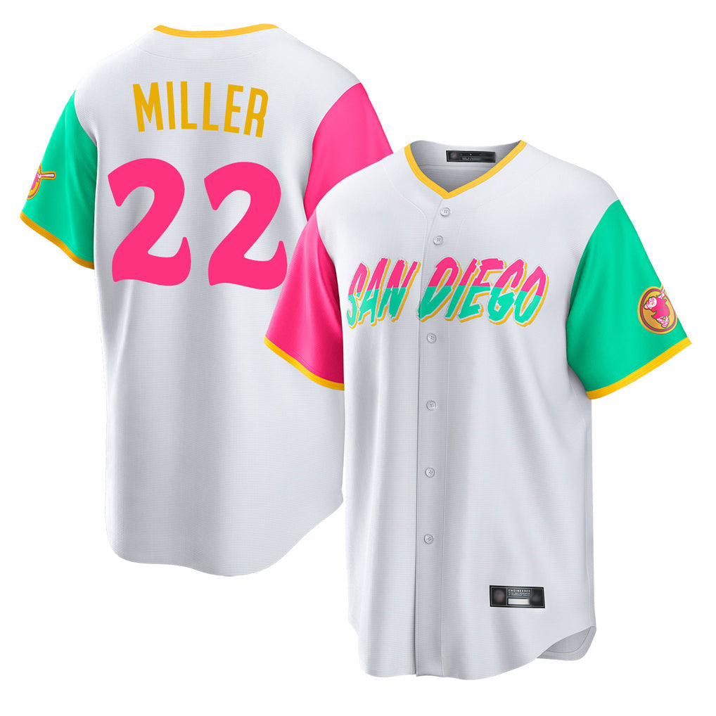 Elroe S.Diego Padres #22 Mason Miller Player White City Connect Home Game Stitched Jerseys
