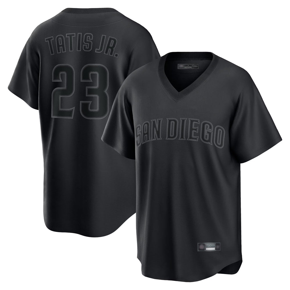 Elroe S.Diego Padres #23 Fernando Tatis Jr Player Black Home Game T-shirt Stitched Jerseys