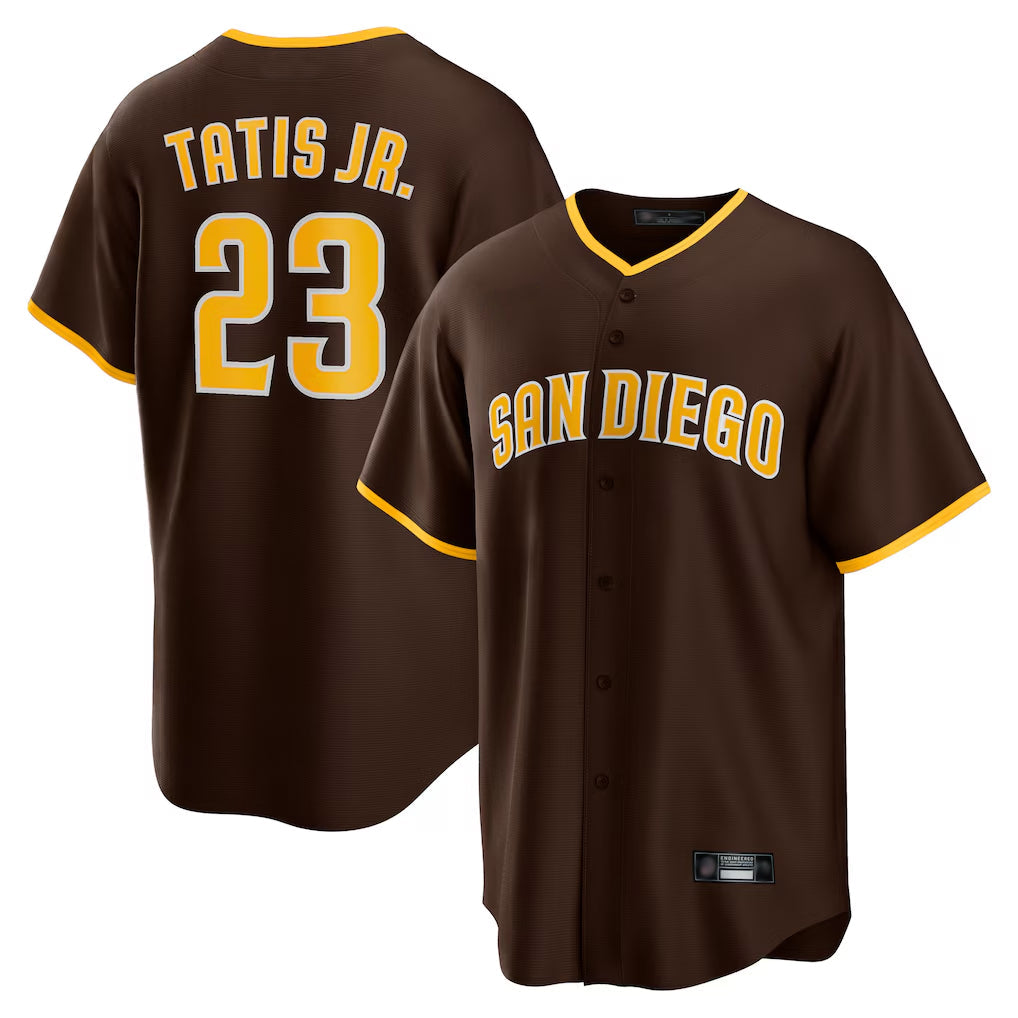 Elroe S.Diego Padres #23 Fernando Tatis Jr Player Brown Alternate Replica Game Stitched Jerseys