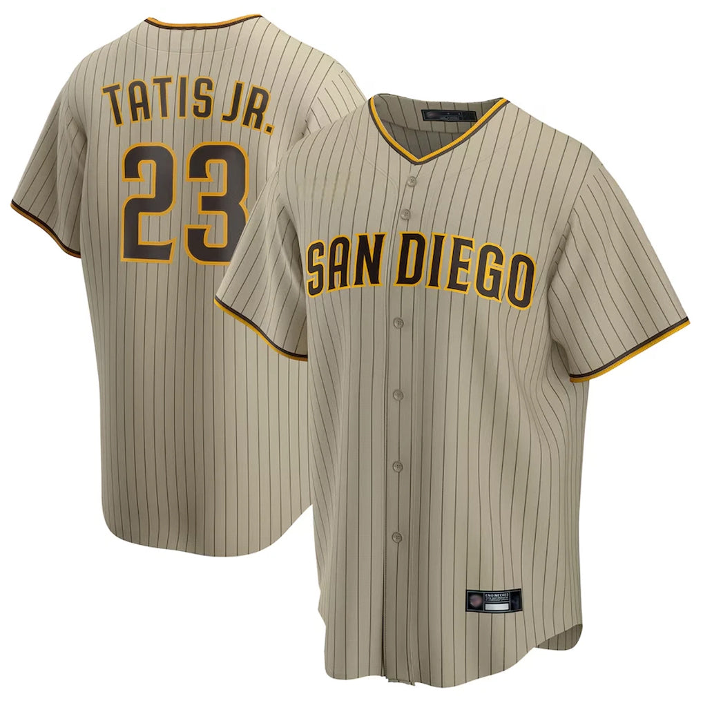 Elroe S.Diego Padres #23 Fernando Tatis Jr Player Khaki Home Game Stitched Jerseys