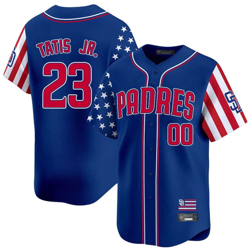 Elroe S.Diego Padres #23 Fernando Tatis Jr Player Royal Independence Day Home Limited Stitched Jerseys