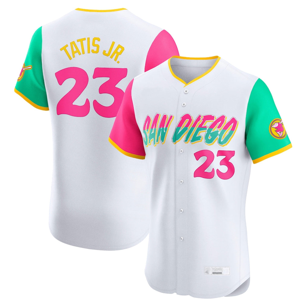 Elroe S.Diego Padres #23 Fernando Tatis Jr Player White City Connect Home Limited Elite Stitched Jerseys