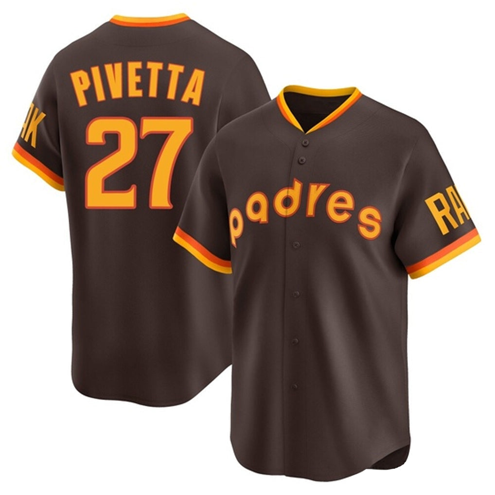 Elroe S.Diego Padres #27 Nick Pivetta Player Brown Home Cooperstown Collection Replica Game Stitched Jerseys