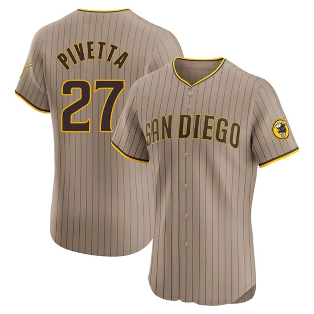 Elroe S.Diego Padres #27 Nick Pivetta Player Khaki Home Limited Elite Stitched Jerseys