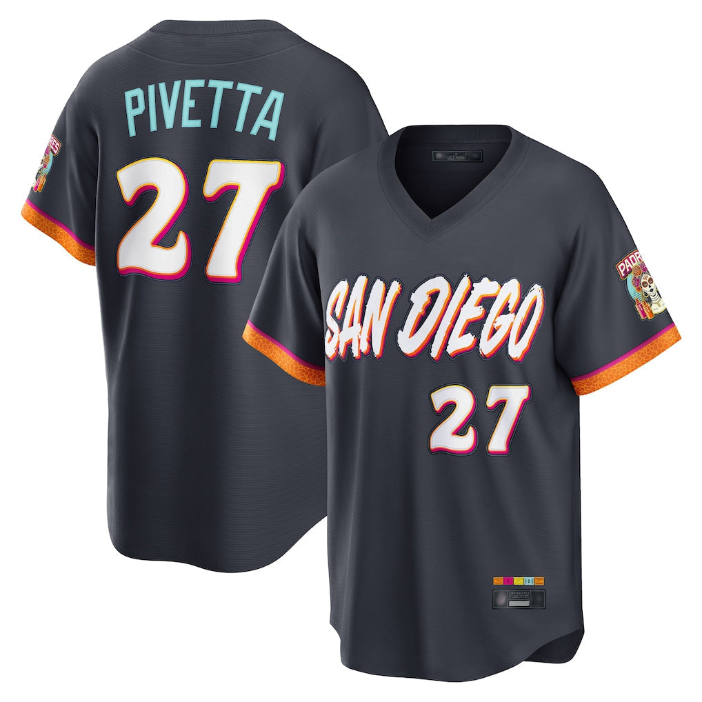 Elroe S.Diego Padres #27 Nick Pivetta Player Obsidian 2026 City Connect Home Limited T-shirt Stitched Jerseys