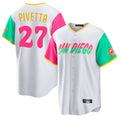 Elroe S.Diego Padres #27 Nick Pivetta Player White City Connect Home Game Stitched Jerseys