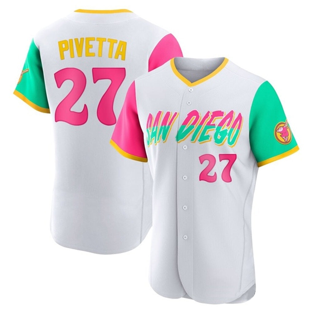 Elroe S.Diego Padres #27 Nick Pivetta Player White City Connect Home Limited Elite Stitched Jerseys