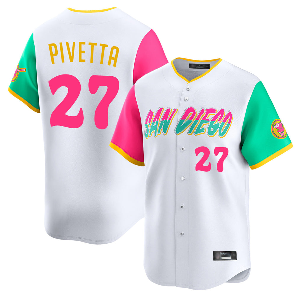 Elroe S.Diego Padres #27 Nick Pivetta Player White City Connect Home Limited Stitched Jerseys