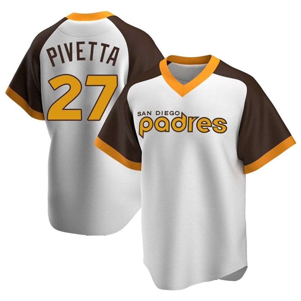 Elroe S.Diego Padres #27 Nick Pivetta Player White Home Cooperstown Collection Replica Game Stitched Jerseys